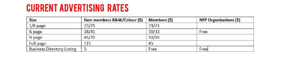 CCBG Advertising Rates